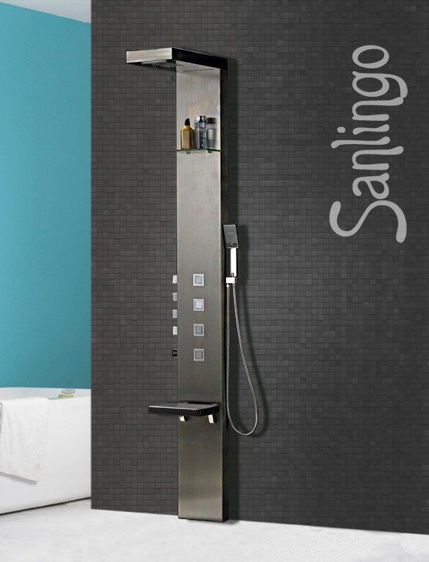 Acier inox Colonne de Douche Jets de massage Douchette Siège Rabattable