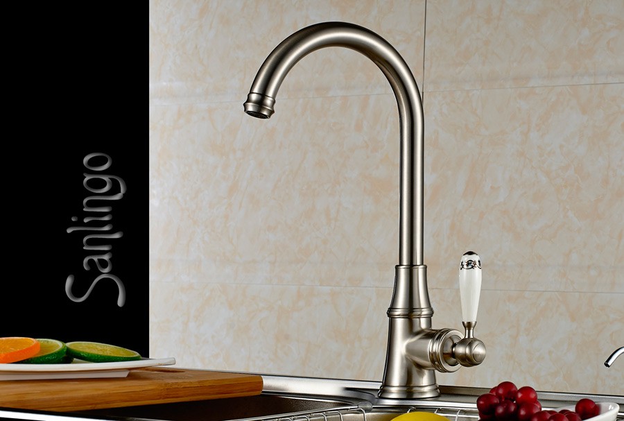 SANLINGO KITCHEN SINK SINGLE LEVER TAP CERAMIC HANDLE GRIP STAINLESS