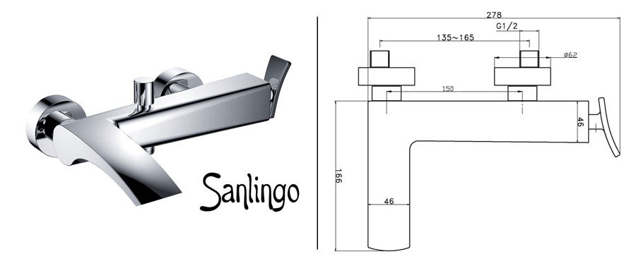 Modern Design Einhebel Armatur für Bad oder Küche Chrom Sanlingo JARO
