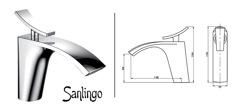 Modern Design Einhebel Armatur für Bad oder Küche Chrom Sanlingo JARO